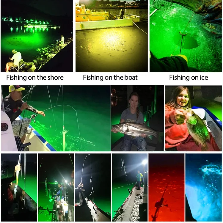 Dc 12V-24V 200W Underwater Fishing Lure Boat Fishing Submersible Attracting Lure Night Squid Fishing Light