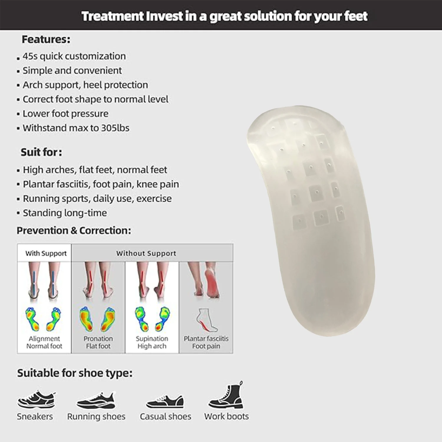 3d foot scanner arch support pad custom made orthotic insole