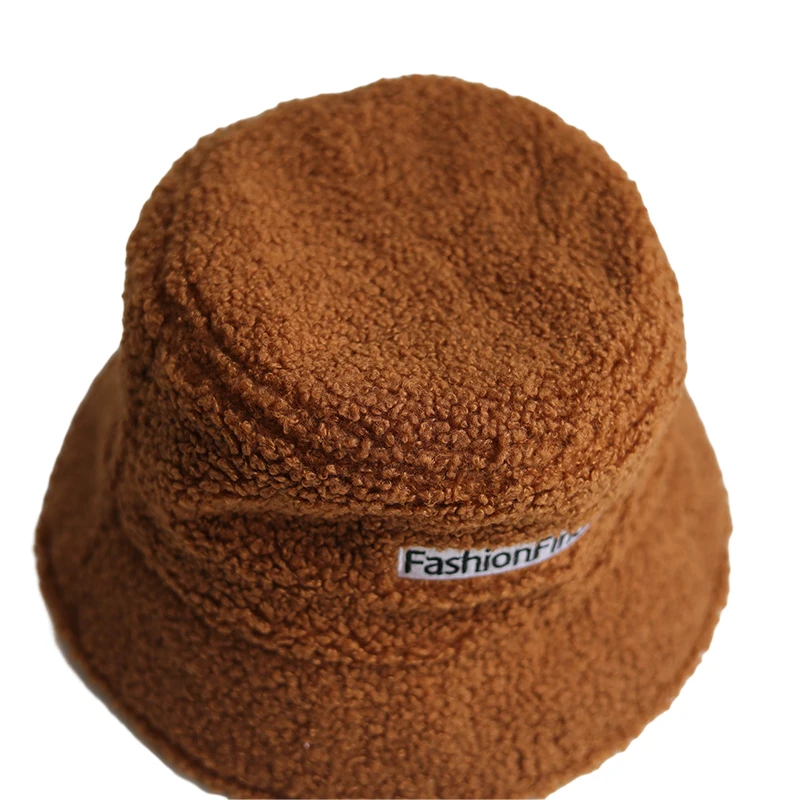 Trendy luxury designer fluffy faux fur warm winter bucket fishing fisherman hat for women bucket cap