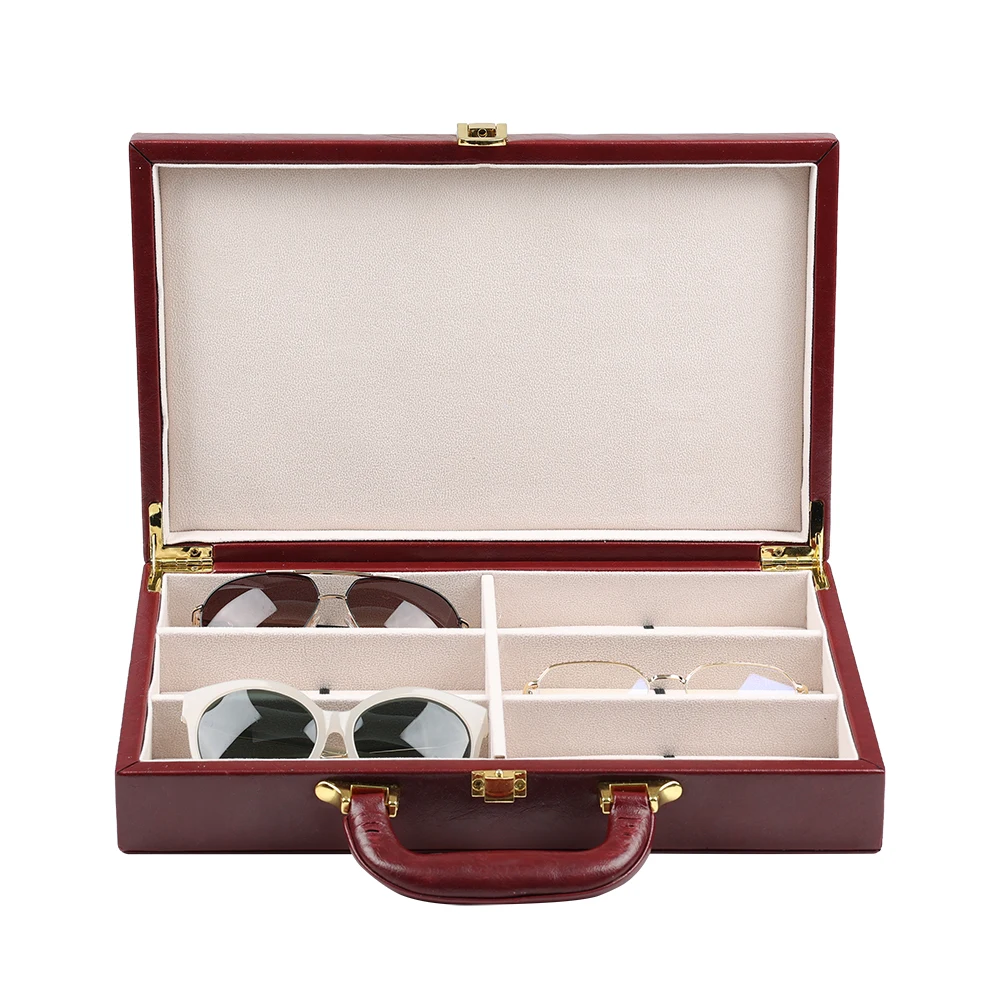 Large Luxury Sunglasses Case Set With Mirror Multi-Slot Eyeglass Sunglass Case Organizer Eyewear Tray
