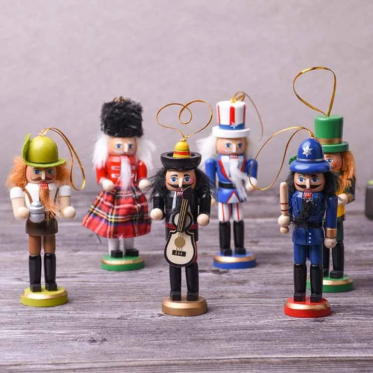 New Arrive Customized Christmas Gift New Mini Interior Pendant Nutcracker For Christmas Wood Doll Ornament