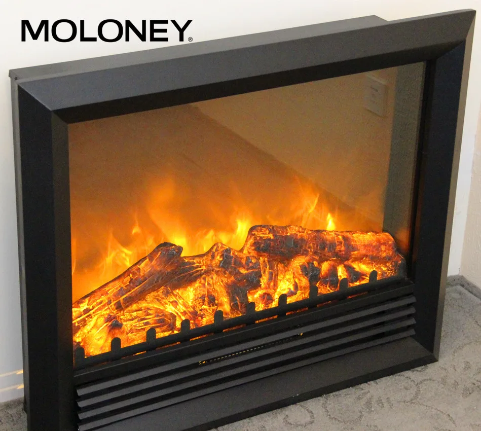 Black Painted Glass Top Front Vent Electric Fireplace Indoor