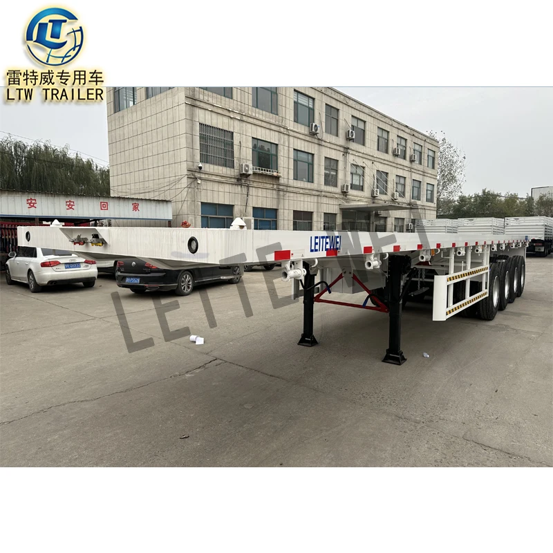 4 Axle 50 Tons 60ton flat deck trailer 20ft 40feet 45ft 53 foot container Transport Chassis flatbed semi trailer For Sale