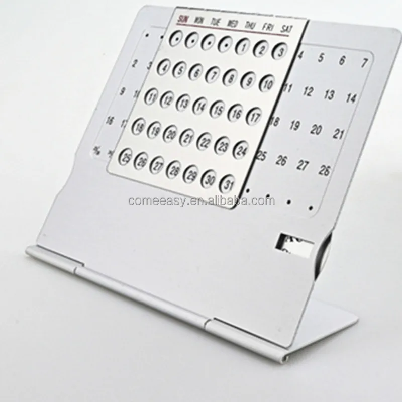 2022 Promotional Metal Folding Perpetual Table Calendar Aluminum Permanent Calendar