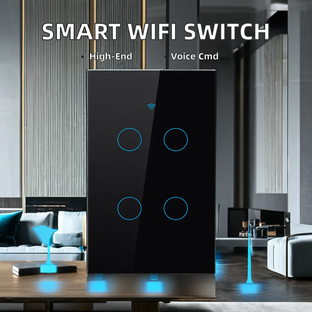 120 US Smart WiFi Light Switch Alexa Voice Control Intelligent Switch for Home Use Controls Lighting Anywhere