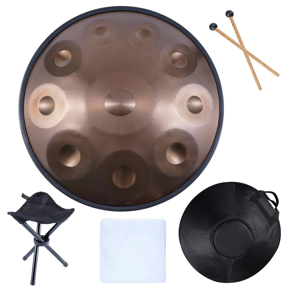 Steel Pan Drum 22 inch 10 Tone Stainless Steel Musical Steel Tongue Drum Hand Pan Drum Hand pan Instrument