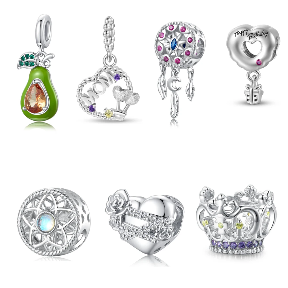 925 silver avocado bracelet pendant fashion ladies dream catcher diy charm jewelry making