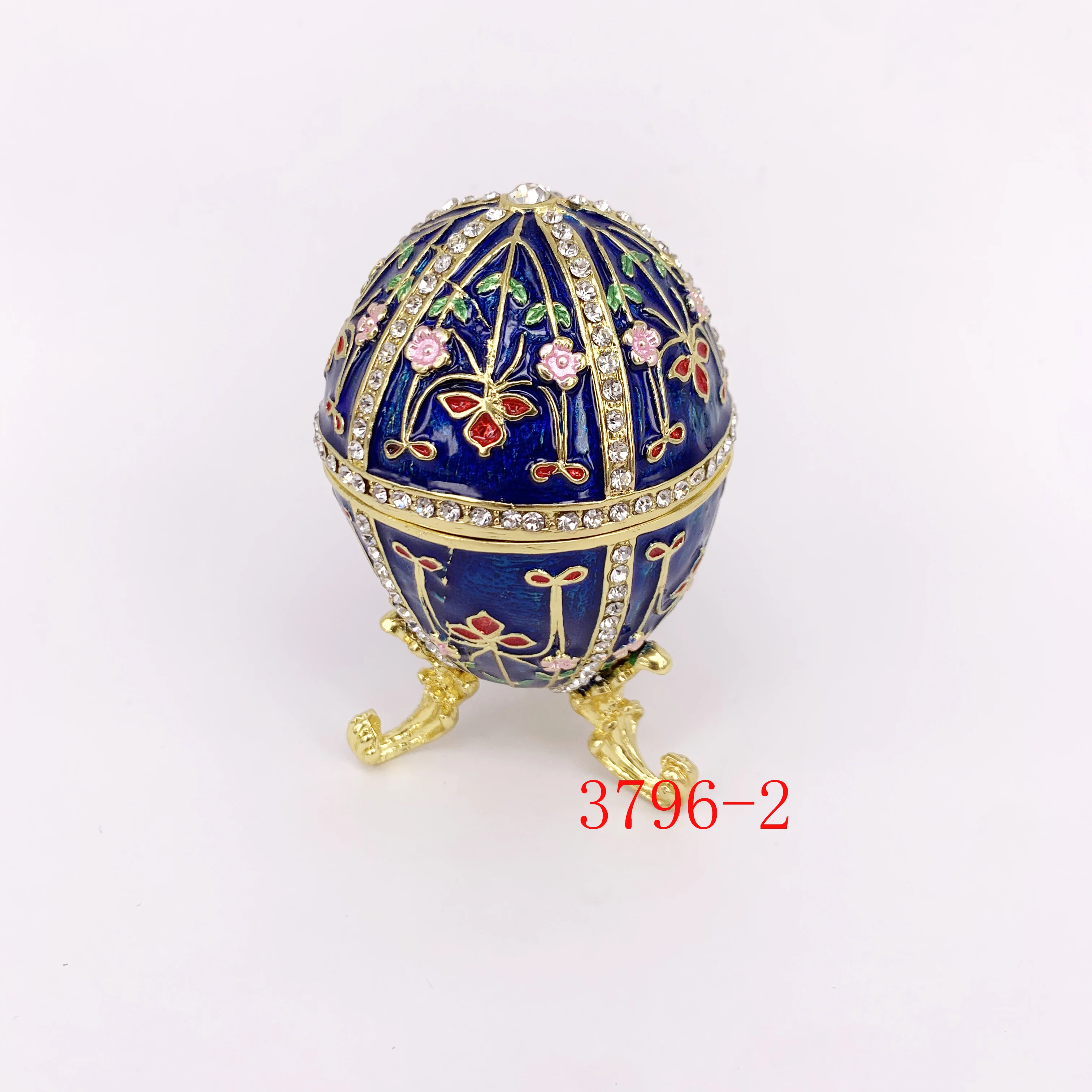 Exquisite design Pewter handmade coloful rhinestone faberge egg jewelled trinket box