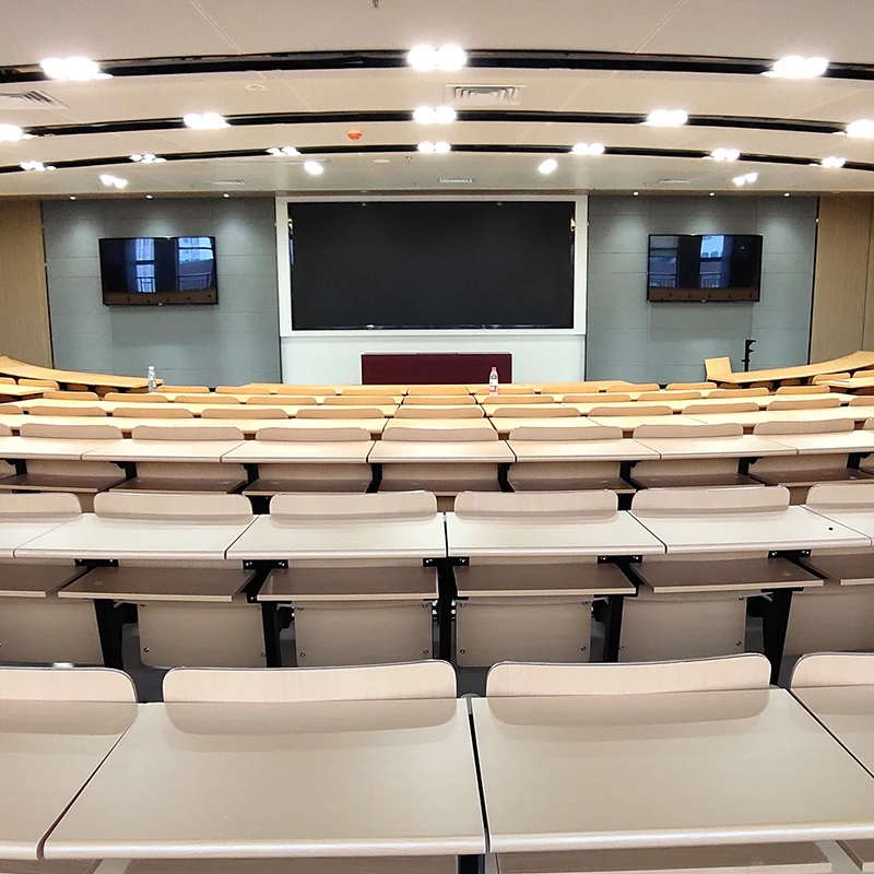 Foldable Student Multimedia Ladder-style College School Desks and Chairs School Lecture Hall Fixed Desks and Chairs