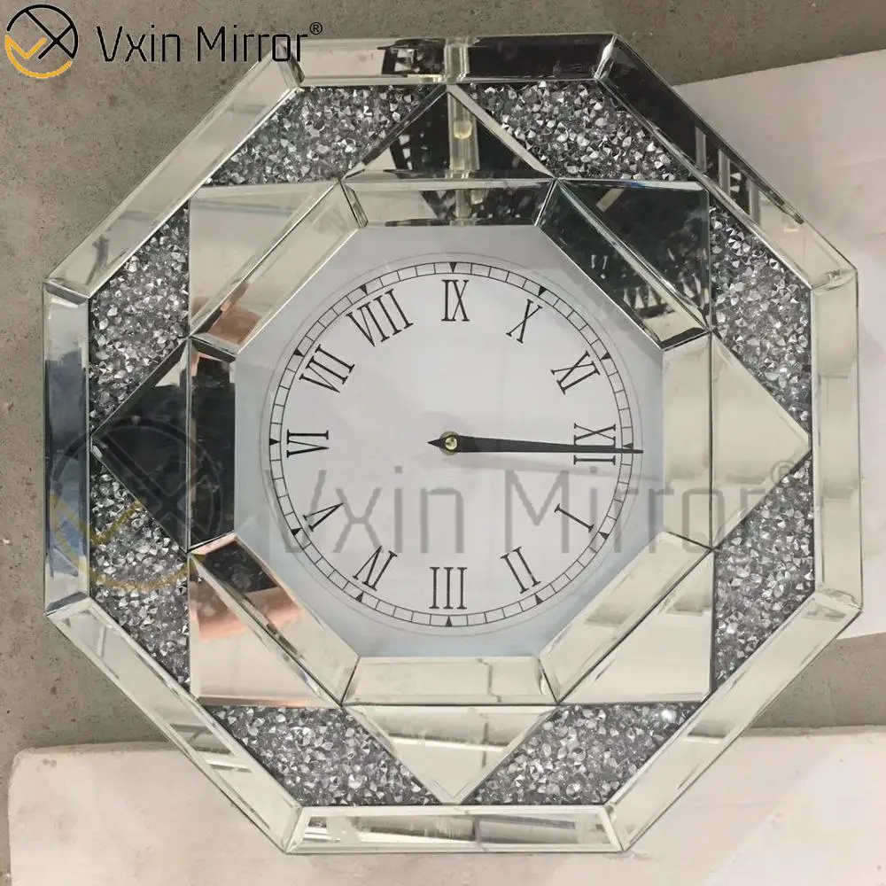 VXin Роскошные зеркальные настенные часы три цвета измельченные бриллианты современное серебряное зеркальное настенное зеркало для украшения дома