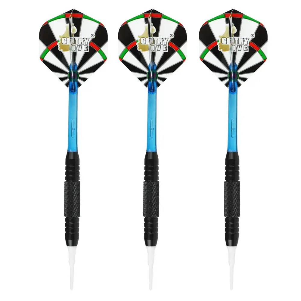 
Gentry Live Soft Tip Dart Set With Blue Nylon Shafts + Standard Flight + Black coated Brass Barrel + White Soft dart tip + Cases 