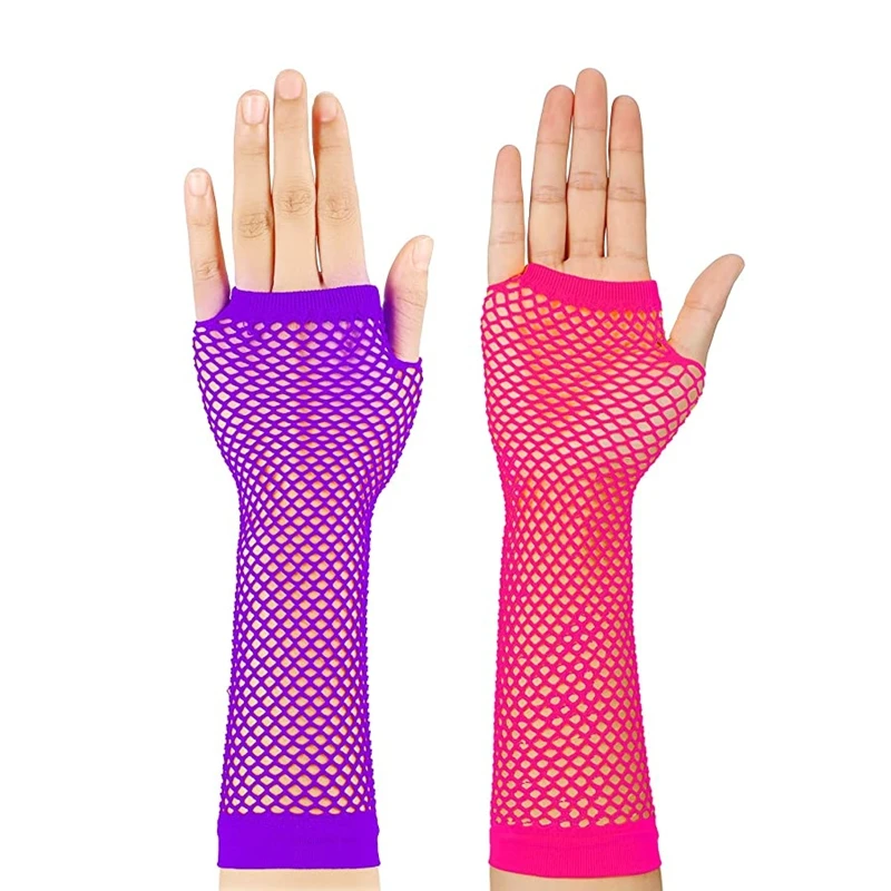 Fancy Dress Accessory 1 Pair Black Punk Goth Lady Disco Dance Costume Fingerless Mesh Fishnet Gloves