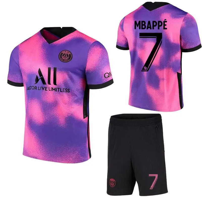 2021 г. Париж розовый фиолетовый № 10 Неймар командная команда Mbappe мужские спортивные футбольные