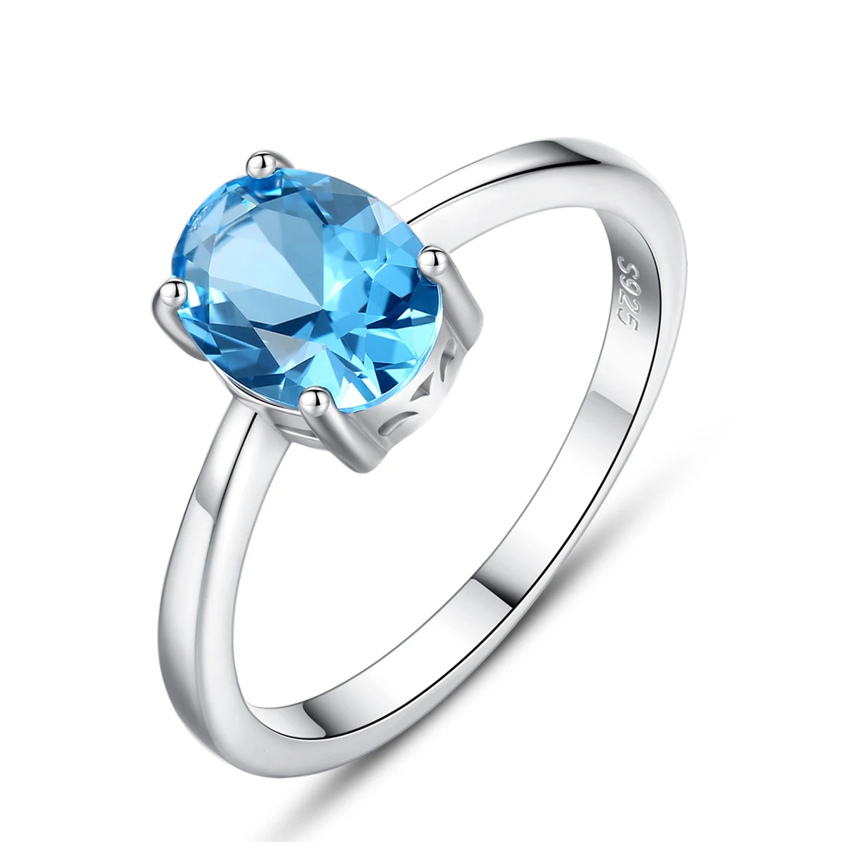 Новый S925 стерлингового серебра Небесно-Голубой Циркон с геометрическим рисунком, покрытые белым золотом женское кольцо с крупными камнями