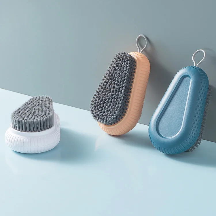 Plain plastic soft-bristled laundry brush