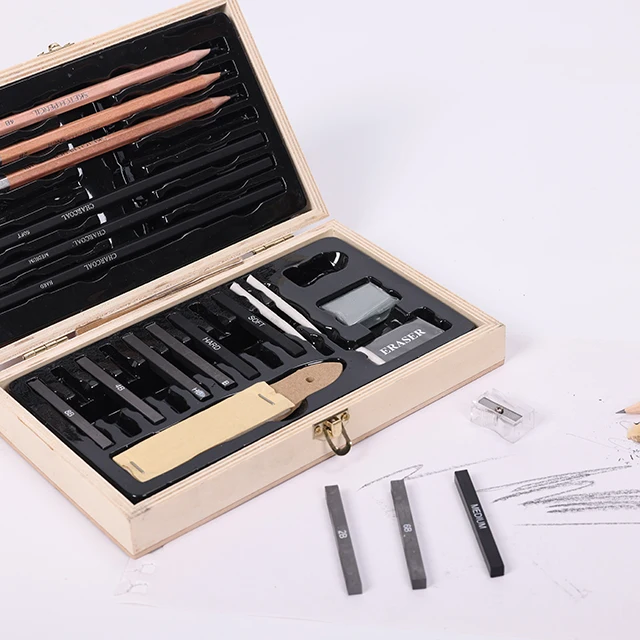 Wood drawing box sketch pencil art set art supplies stationery set for professional artist