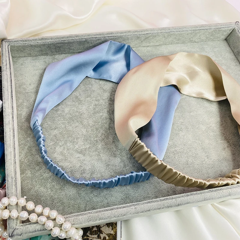 Satin Silk Solid Cross Top Knot Headband Elastic Hair Band Women Girls Scrunchies Hairband Turban Bandanas Hair Accessories New