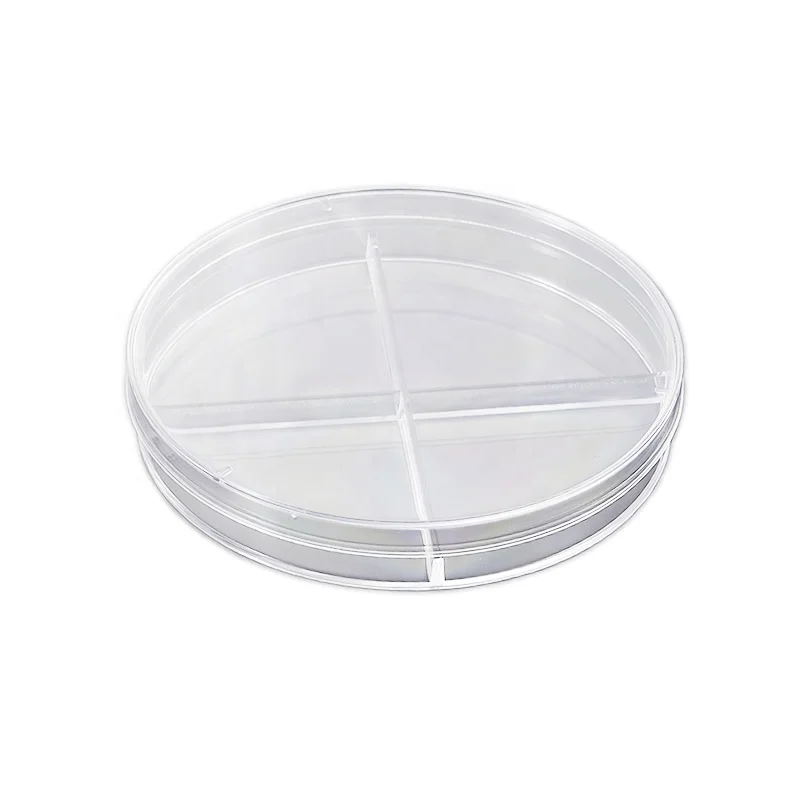 Wholesale Support Custom Round Transparent Lab Conch Stackable Petri Dish Plastic 90x15mm Petri Dish 90x15mm Four Compartments