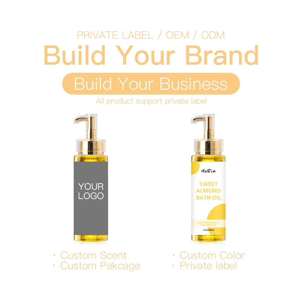 Free Sample Customized Shower Gel Moisture Natural Sweet Almond Bath Oil Organic Bath Essential Oil Body Wash