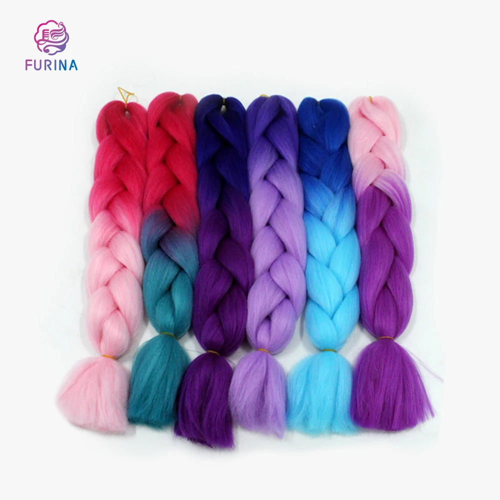 Furina 100g 24inch single color glowing for hair wholesale synthetic hair extension twist jumbo braiding hair