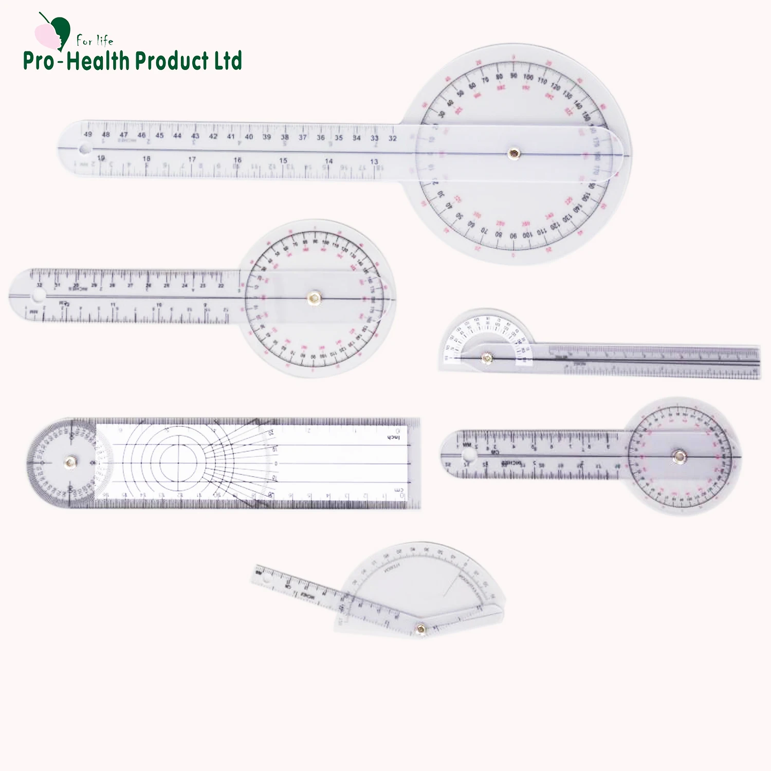 6 Pieces Goniometer Set Rulers with Spinal Goniometer, Finger Goniometer, 360 Degree Joint Range Motion Measure Instrument