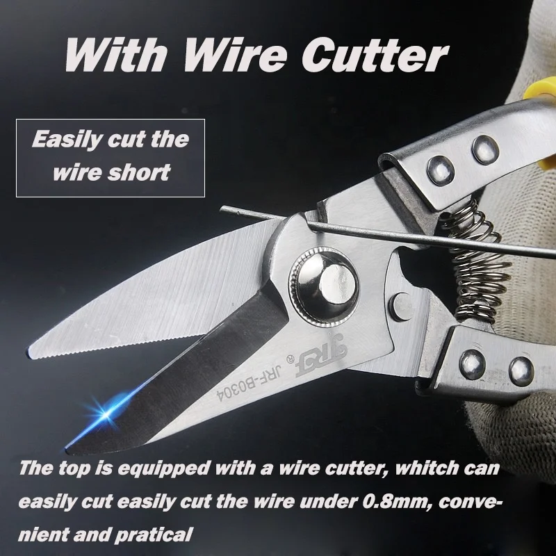 
Multi-purpose Straight White Head Scissors Tin Snips Iron Sheet Alloy Metal Heavy Duty Shear Scissors For Cutting Iron 