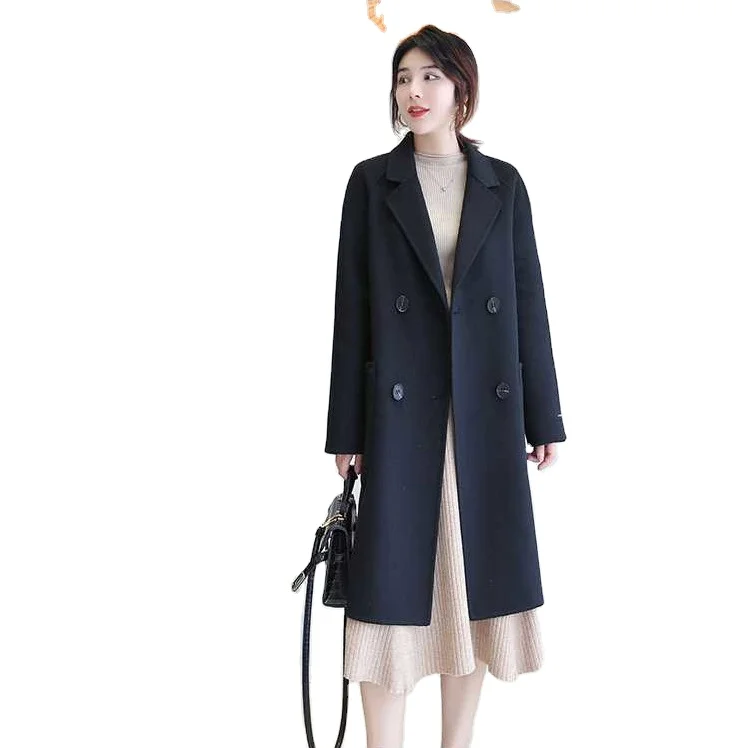 
High Quality Classic ladies Winter Clothes Full Length Trench Coat Use Cashmere Wool Fabric 