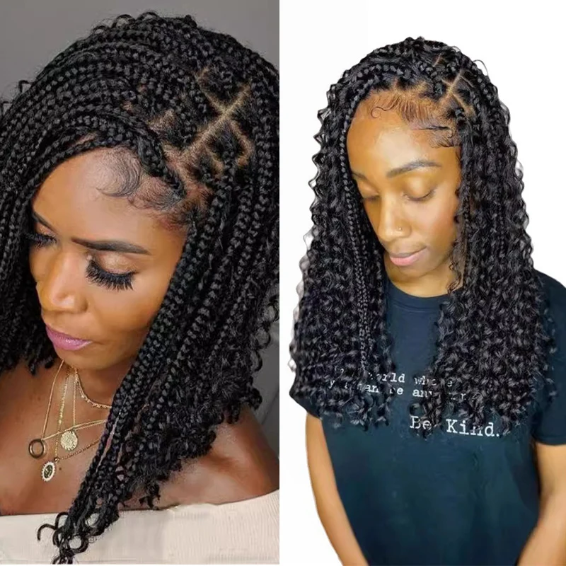 Synthetic Machine-Made Lace Front Short Braided Wigs 12 Inches Featuring Brazilian Hair Long Braided Styles