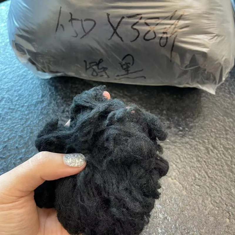 polyamide Nylon 6 staple fiber super dark black color dope dyed virgin 1.5D*38mm yarn spinning