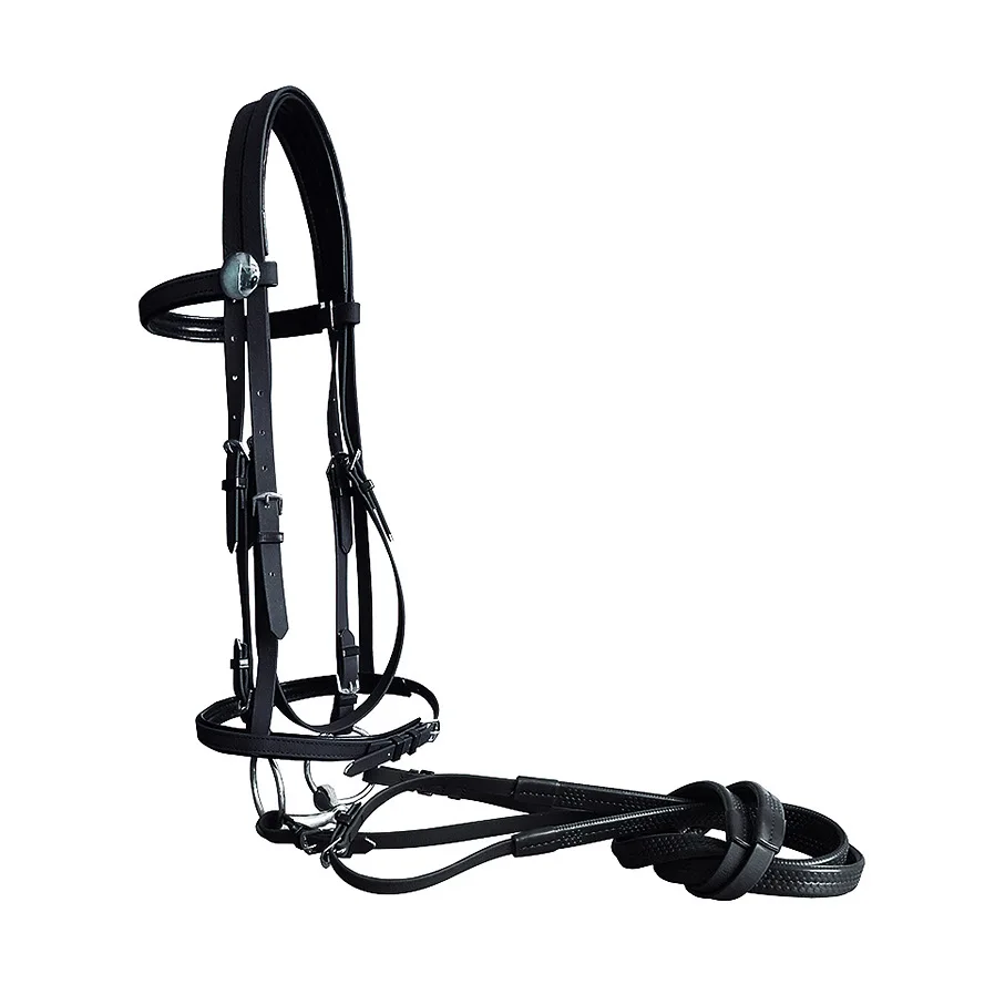 PVC Comprehensive Reins Horse Bridle Stainless Steel Hollow Chew Full Set Adjustable Length Halter Horse Collar