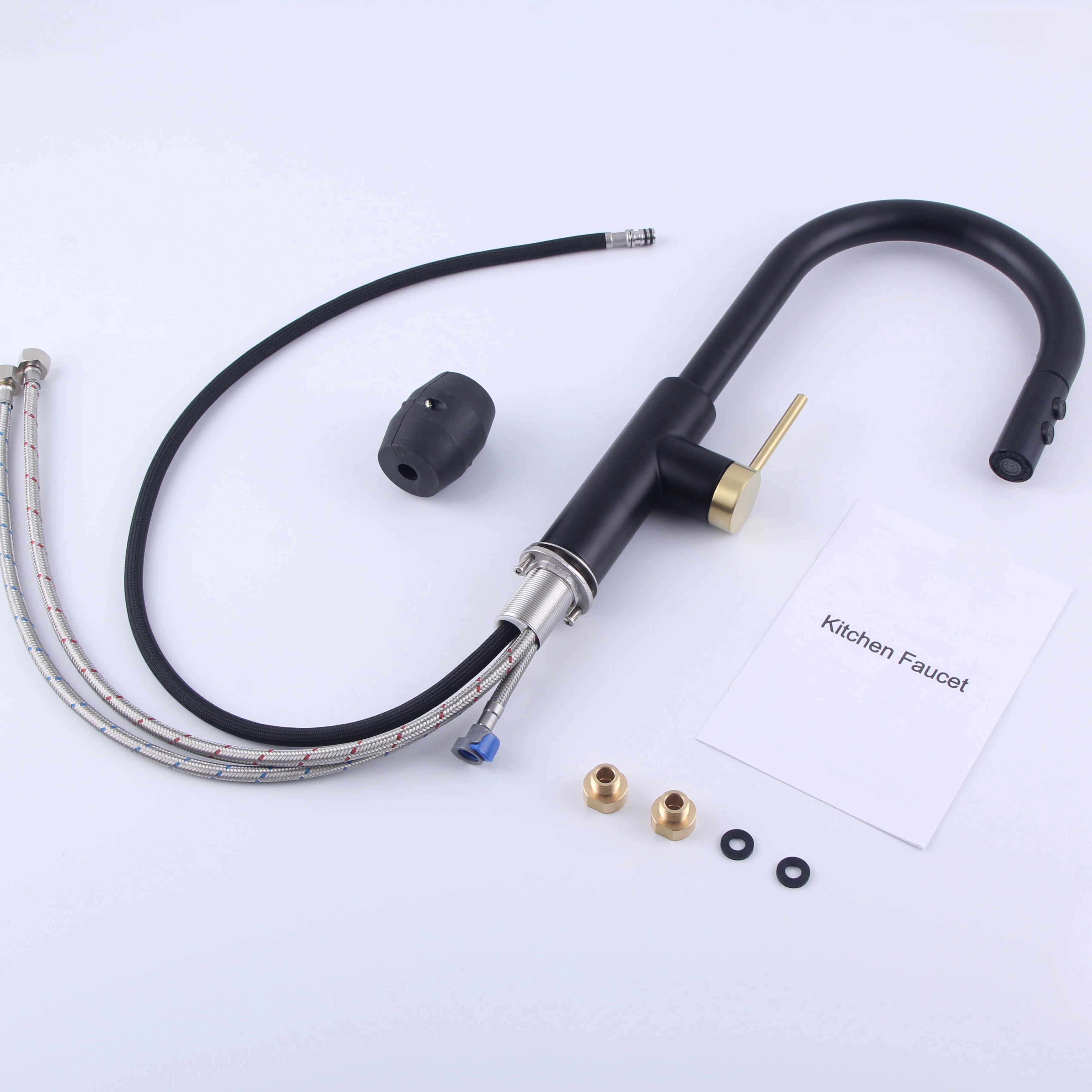 black gold pull out kitchen faucet with pull down sprayer 2 mode way 304 stainless steel deck mount one hole single lever 2023