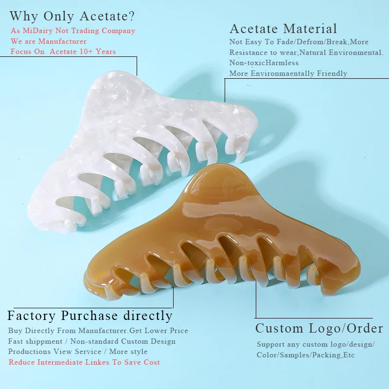 Midairy factory wholesale elegant acetate crab hair claw clips for girls ladies hair accessories 880022 110x45mm