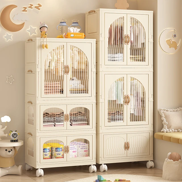 OEM Industrial Modern Folding Storage Cabine Kids Clothes Cabinet Organizer  Portable Plastic Baby Wardrobe
