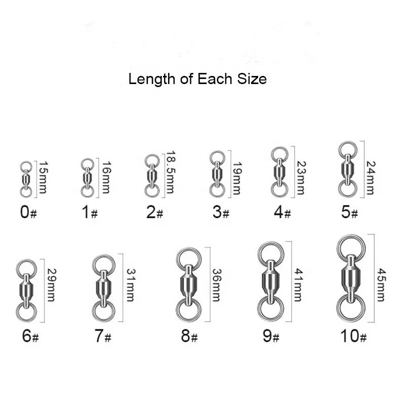 Heavy Duty High Strength Ball Bearing Swivels Fishing Tackle Terminal Tackle Barrel Swivels Leader Lures Connector
