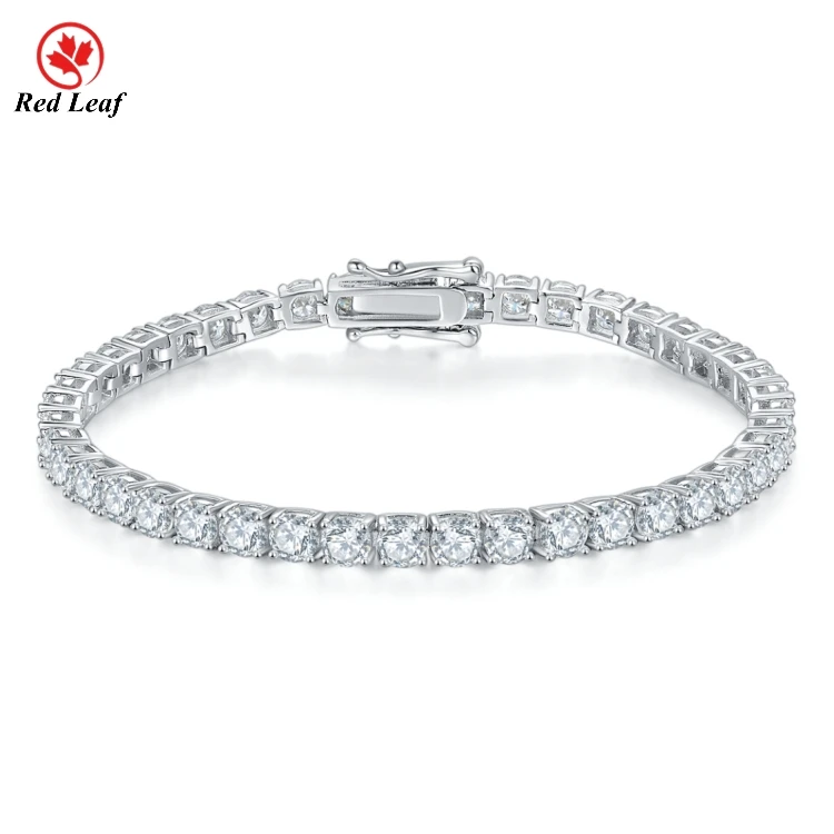 Redleaf Hot sale 925 Sterling Silver Bracelet D VVS1 Moissanite Tennis Bracelet For Engagement Wedding