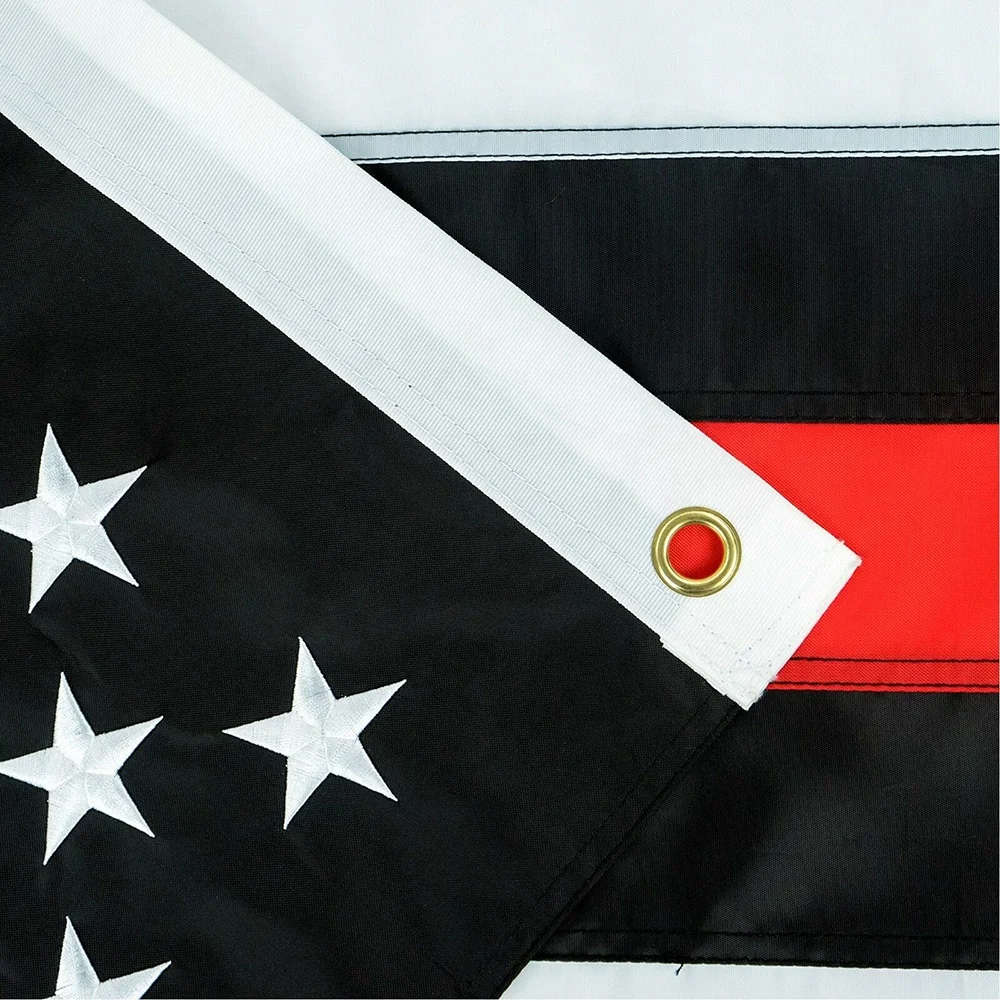 
3x5 FT Embroidered Thin Red Line Betsy Ross Flag 210D Sewn Stripes Stars 13 Stars American Flag Support Fireaman 