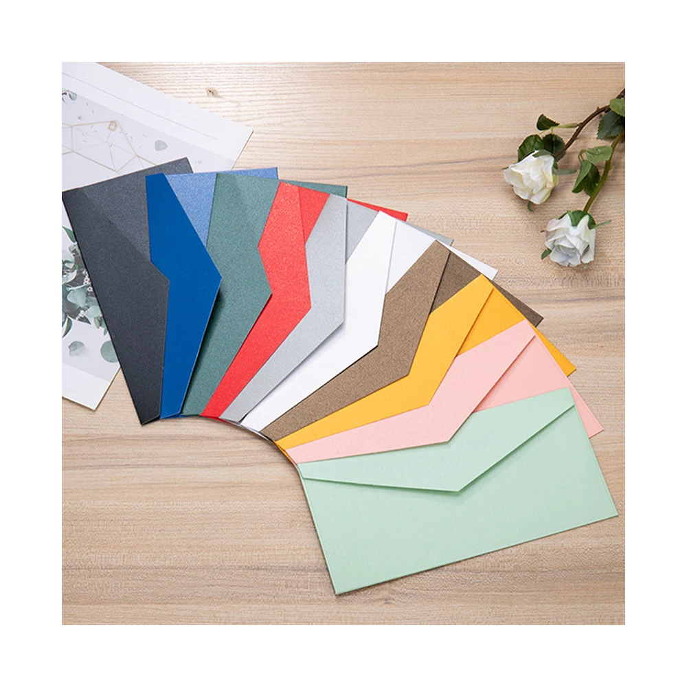 Custom luxury shiny paper wedding invitations card envelope