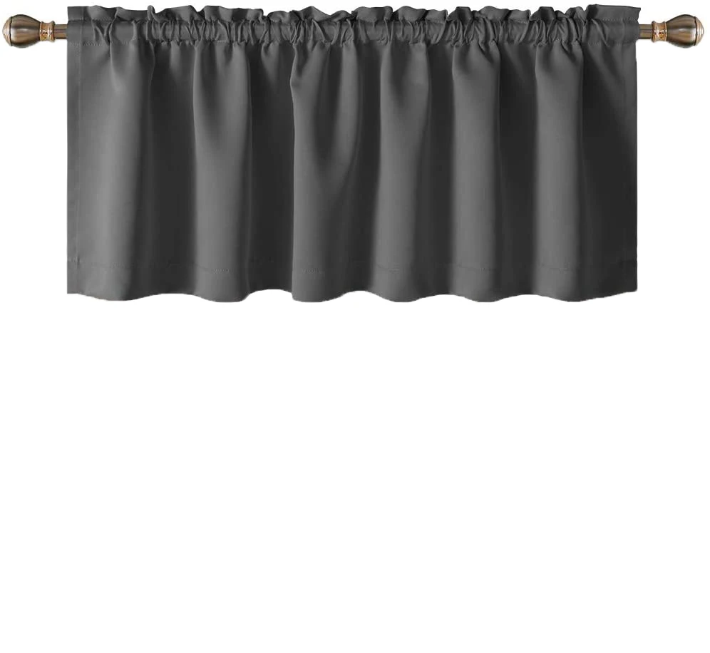Customized Dark Grey Valances for Window Thermal Insulated Room Darkening Kitchen Curtain Valances Rod Pocket Bathroom Valances