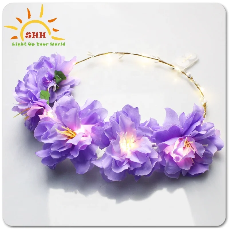 New Product Ideas LED Artificial Flower Crowns With Light Party Supplies LED Flower Headbands For Girls