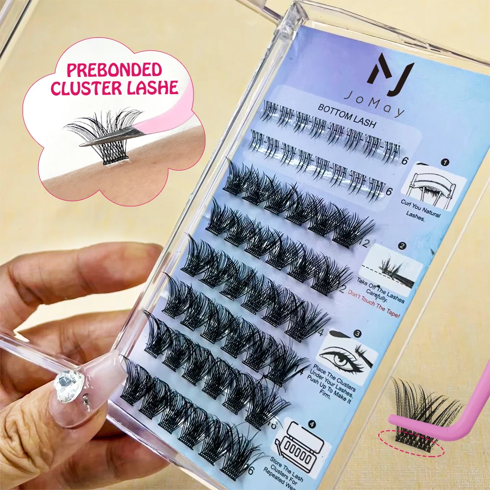 Wholesale Customized Segmented Eyelashes Cluster  Private Label 4 in 1 Mixed Sizes 8-16mm Diy Lash Extensions Cluster Lash Kit