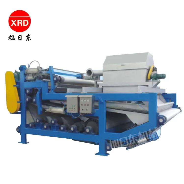 mechanical wood recycled paper pulp de-watering double belt type filter press machine
