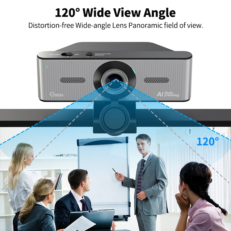 4K  EPTZ  AI auto tracking   PC Web Camera 1080P Full HD USB PC 60FPS Webcam with Microphone and Speaker