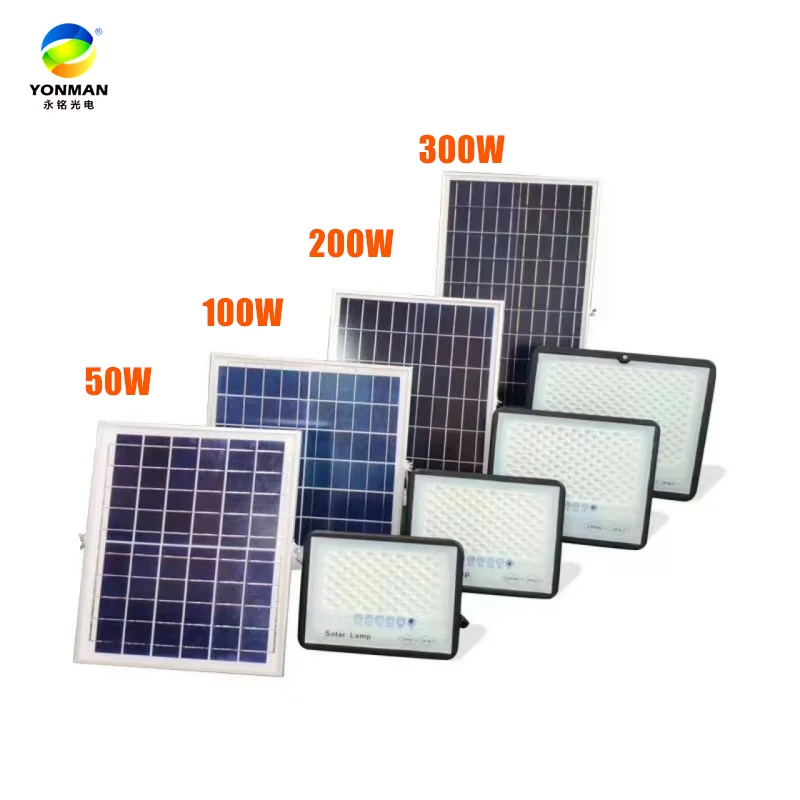 High lumen 50W 100W 200W 300W modern smart remote control star ip67 led solar flood lights