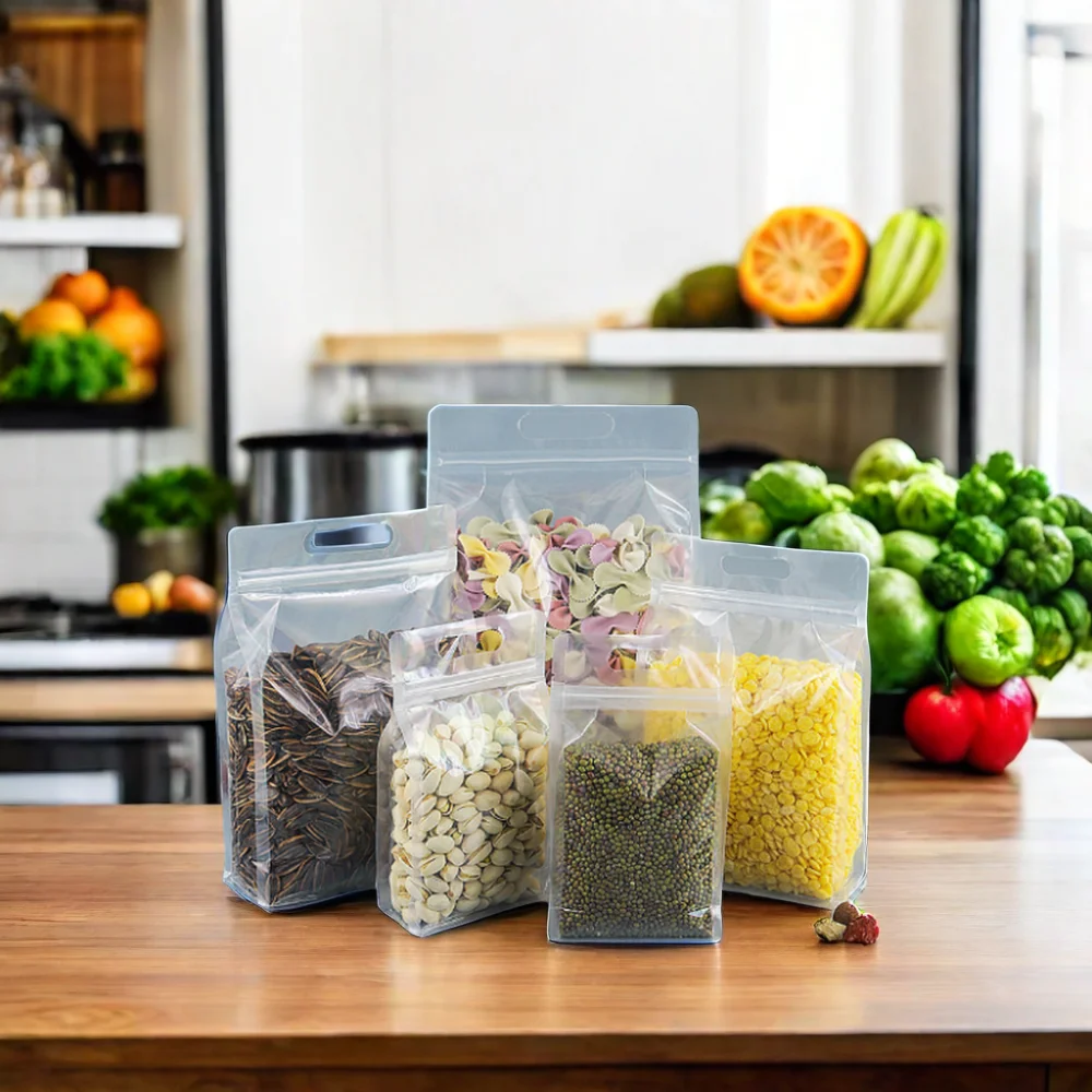 Transparent with Handle Zip Lsnack Pouchckaging Plastic Gravure Printing Food Candy Packaging Candy Bag Security Vacuum Bag