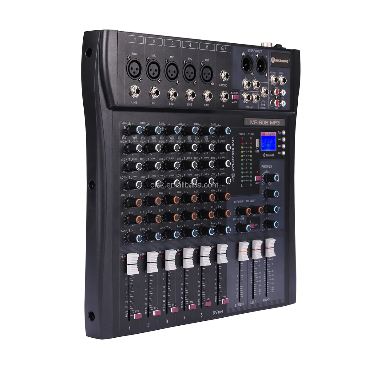 Clavax MR-60S MP3 6-канальный Профессиональный аудиомикшер с USB BT 48V Phantom 3-диапазонный EQ Reverb Effects для сценической производительности