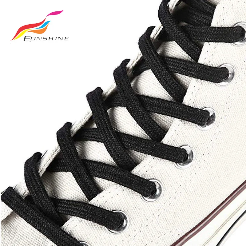 Durable 8mm Wide 120cm Long Flat Hollow Pure Cotton Material Shoelaces for Running Shoes