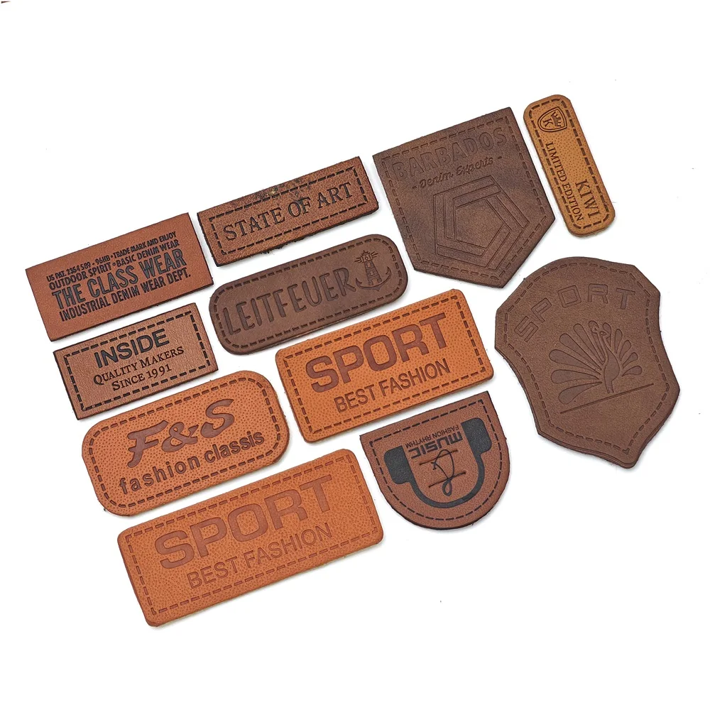 Garment clothing clothes denim faux patch custom logo jeans leather label pu leather tag for clothes bags jeans