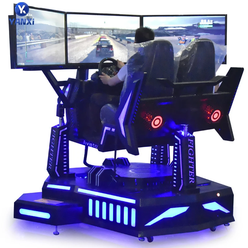Indoor Amusement VR Games Virtual Reality Three-screen 6 dof Racing Car Equipment Six-Axle 9D Kids Vr Game Driving Machine