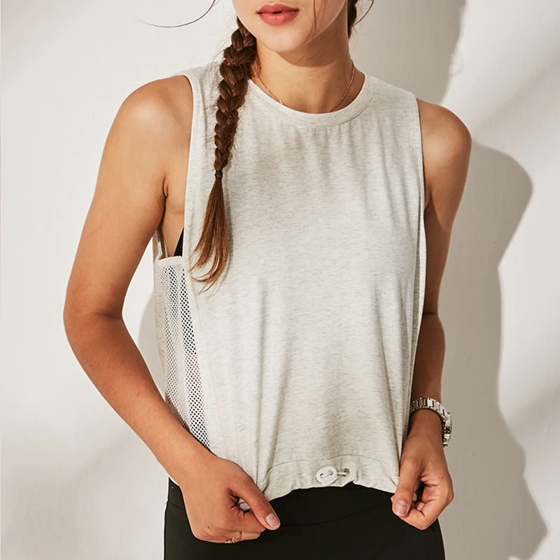 Sexy Back Hollow Out Women Sports Sleeveless T-shirt Workout Fitness Mesh Vest Quick-drying Yoga Tank Top