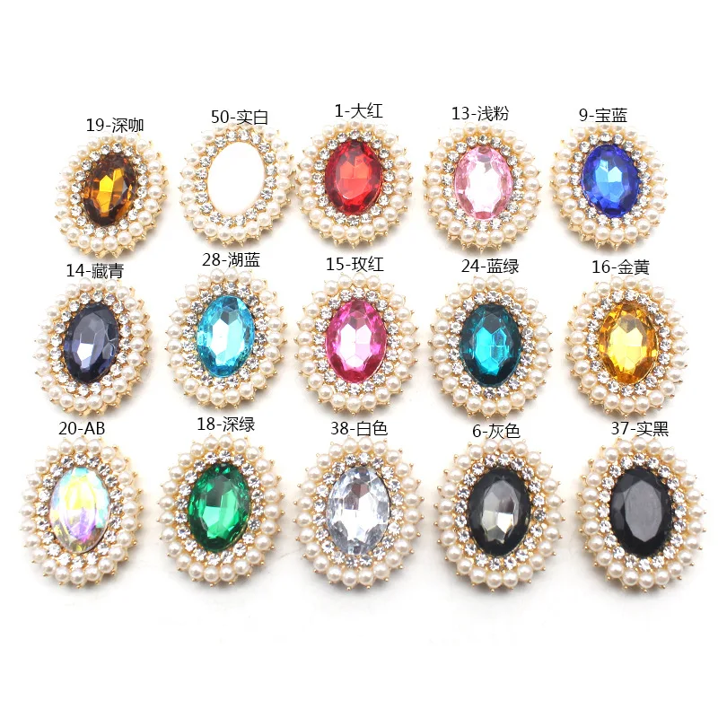 Alloy Crystal Brooch Ellipse Crystal Glass Charm Pendant For DIY Women Earring